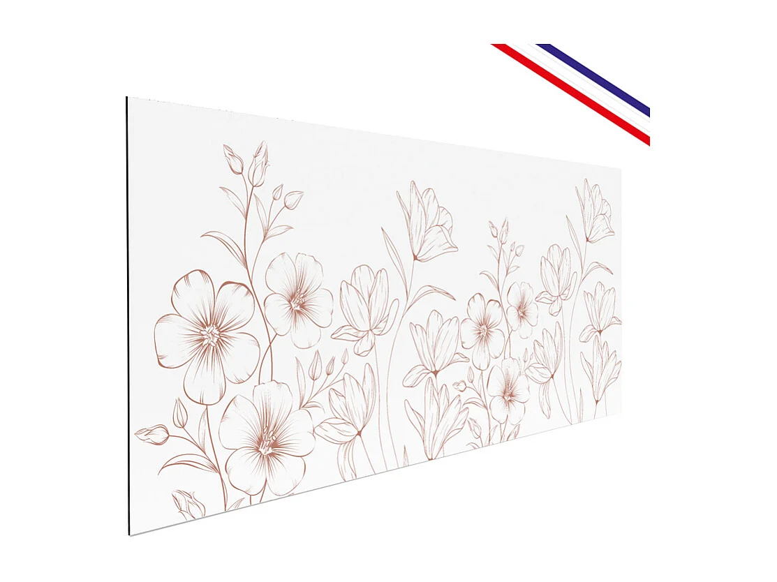 Crédence cuisine en aluminium - motif floral blanc et terracotta - 360x50 cm (en 3 bandeaux)