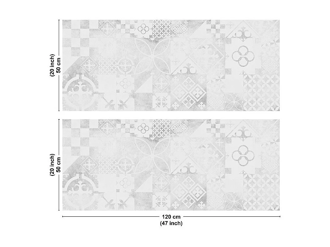 Crédence cuisine en aluminium - effet carreaux de ciment gris - 240x50 cm (en 2 bandeaux)