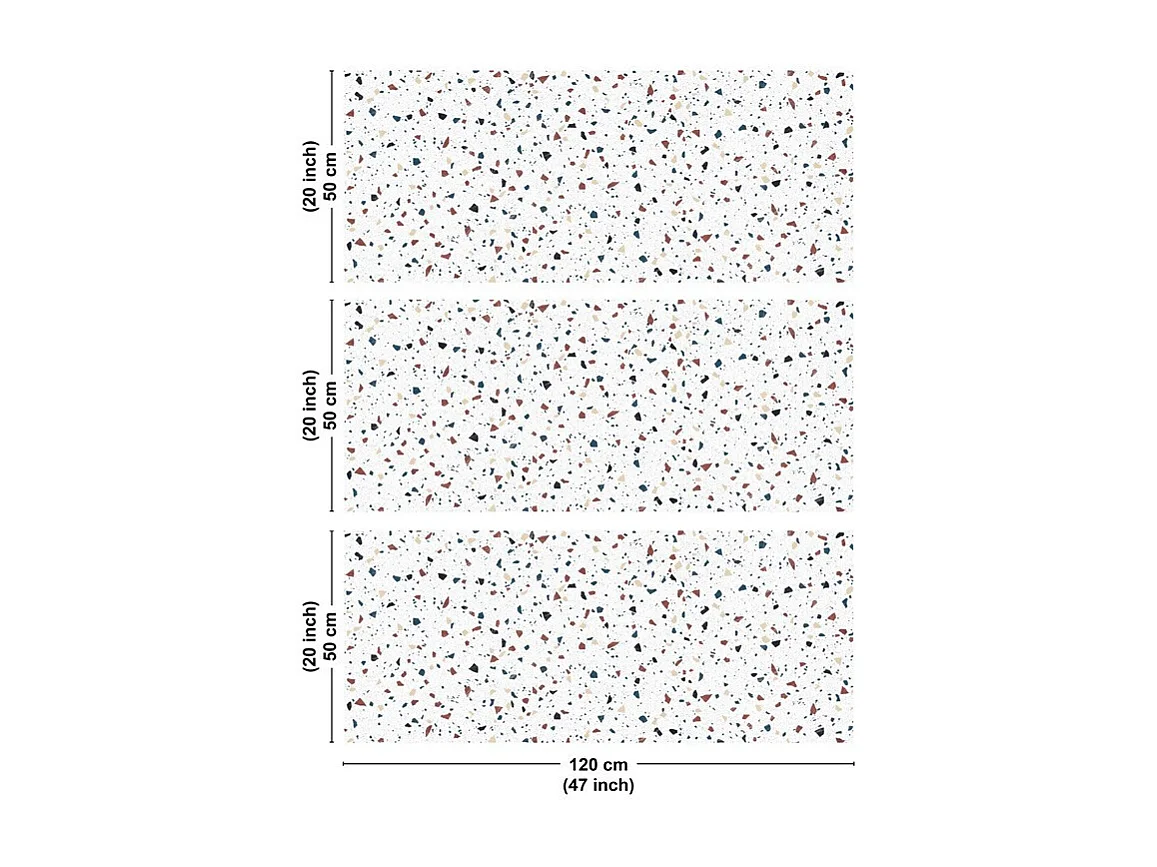 Crédence cuisine en aluminium - motif terrazzo blanc - 360x50 cm (en 3 bandeaux)