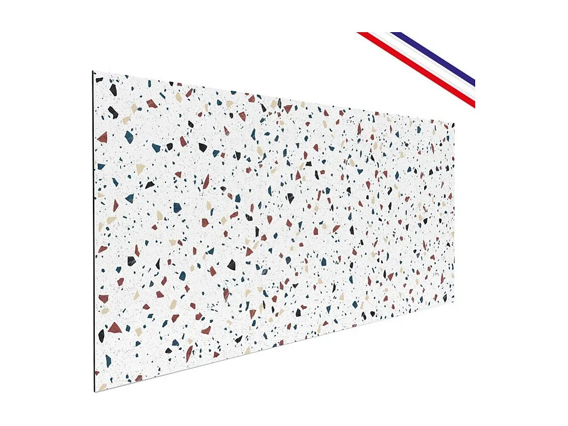Crédence cuisine en aluminium - motif terrazzo blanc - 360x50 cm (en 3 bandeaux)