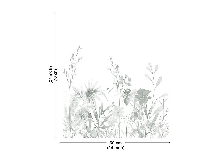 Fond de hotte en aluminium - motif floral vert - 70x60 cm