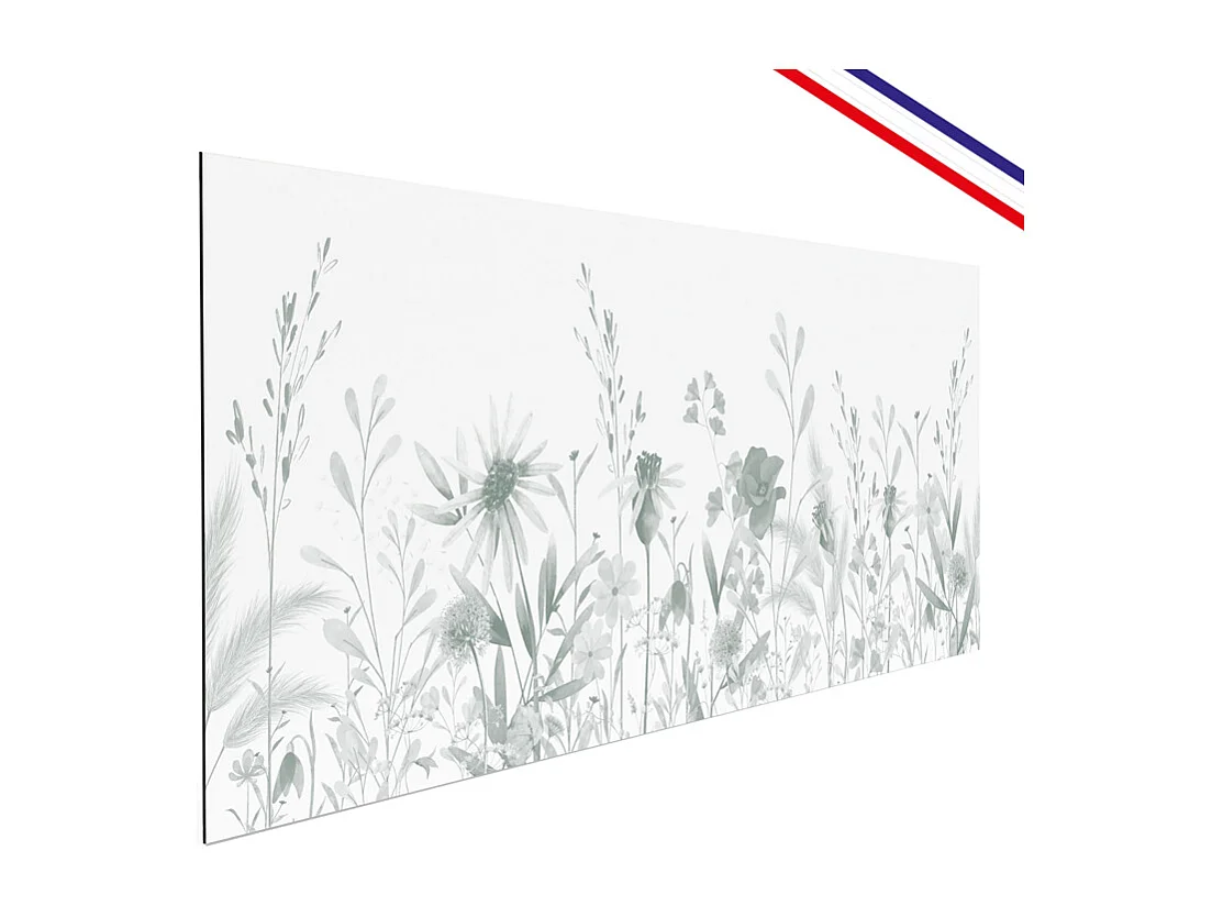 Fond de hotte en aluminium - motif floral vert - 70x60 cm