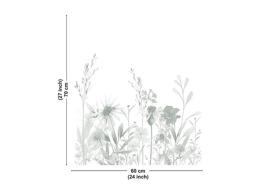 Fond de hotte en aluminium - motif floral vert - 70x60 cm