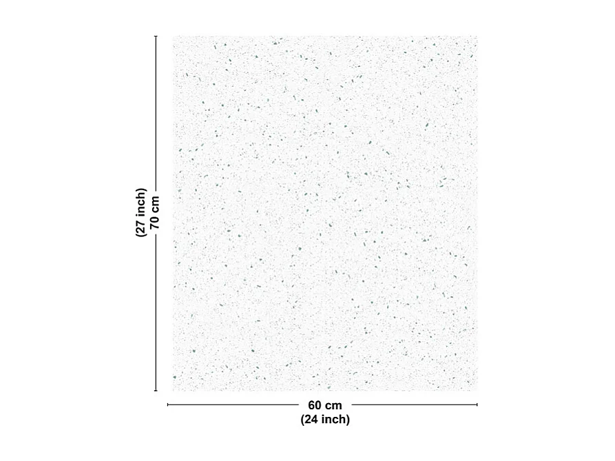 Fond de hotte en aluminium - motif terrazzo blanc et vert - 70x60 cm