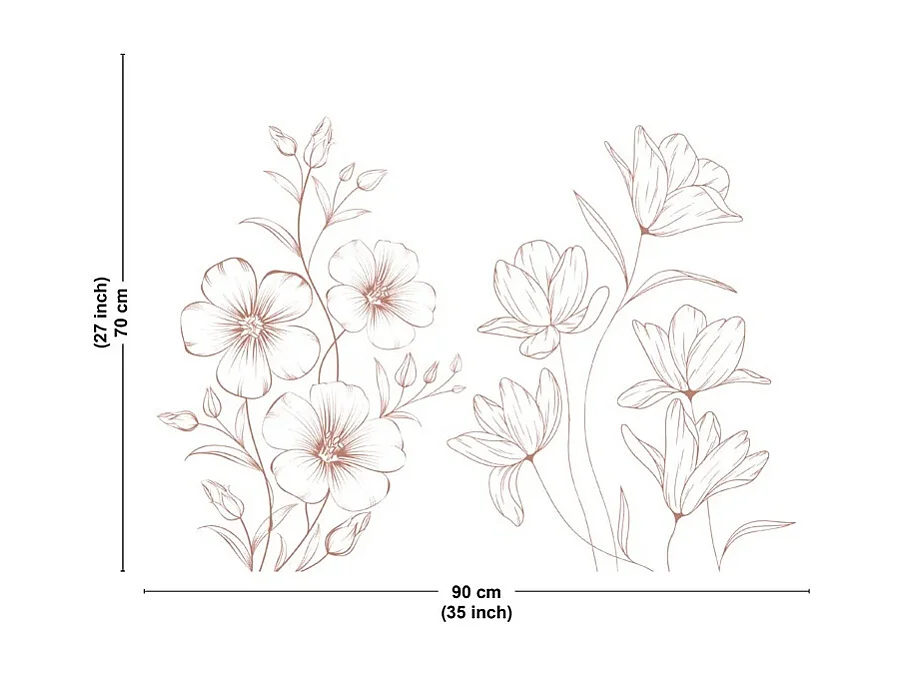 Fond de hotte en aluminium - motif floral terracotta et blanc - 70x90 cm