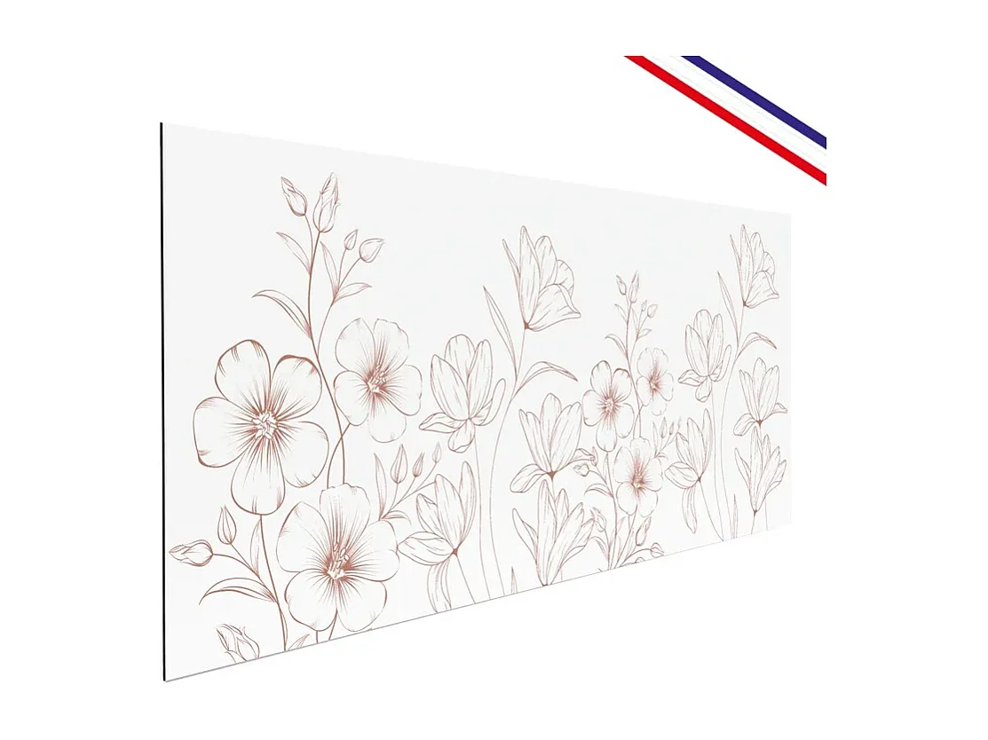 Fond de hotte en aluminium - motif floral terracotta et blanc - 70x90 cm