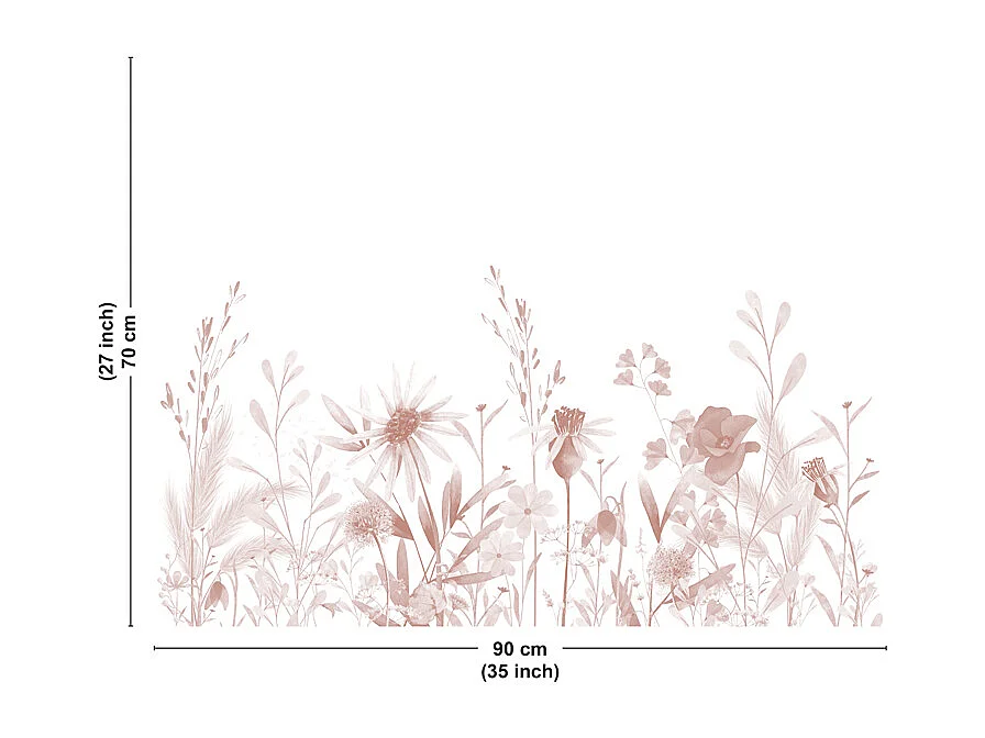 Fond de hotte en aluminium - motif floral ocre - 70x90 cm