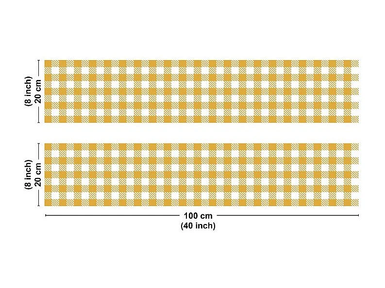 Crédence cuisine en aluminium - motif vichy orange - 200x20 cm (en 2 bandeaux)