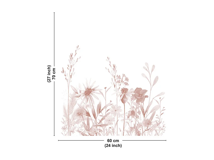 Fond de hotte en aluminium - motif floral ocre - 70x60 cm