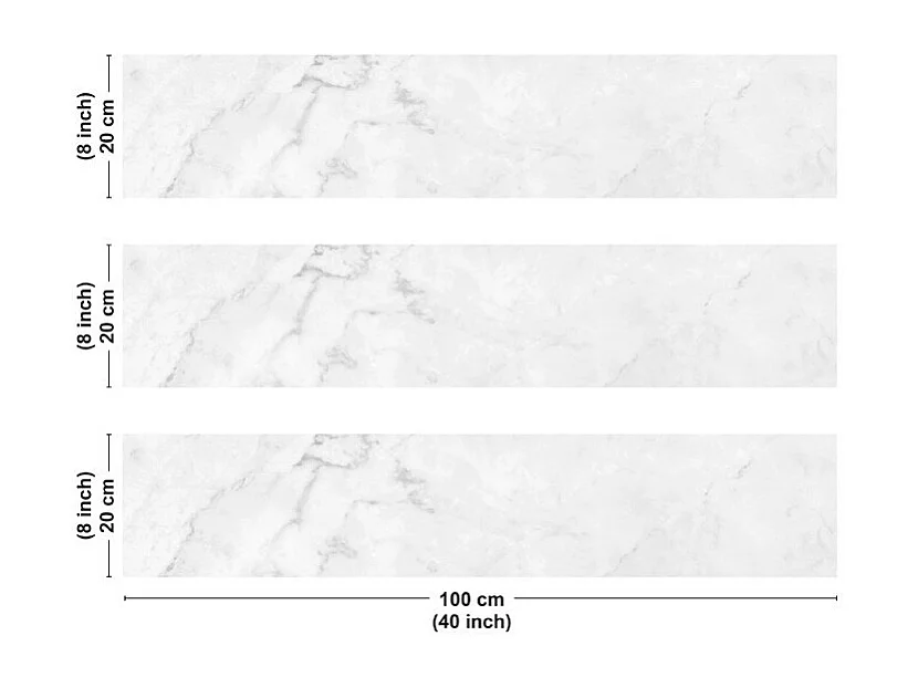 Crédence cuisine en aluminium - marbre blanc - 300x20 cm (en 3 bandeaux)