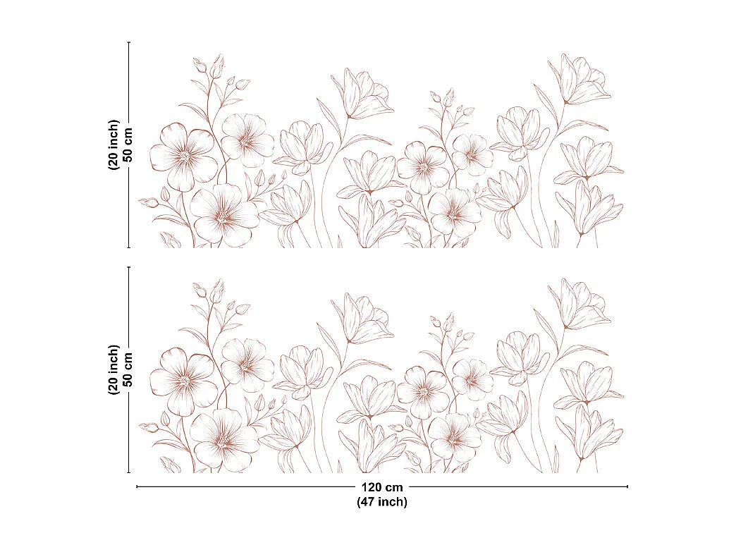 Crédence cuisine en aluminium - motif floral blanc et terracotta - 240x50 cm (en 2 bandeaux)