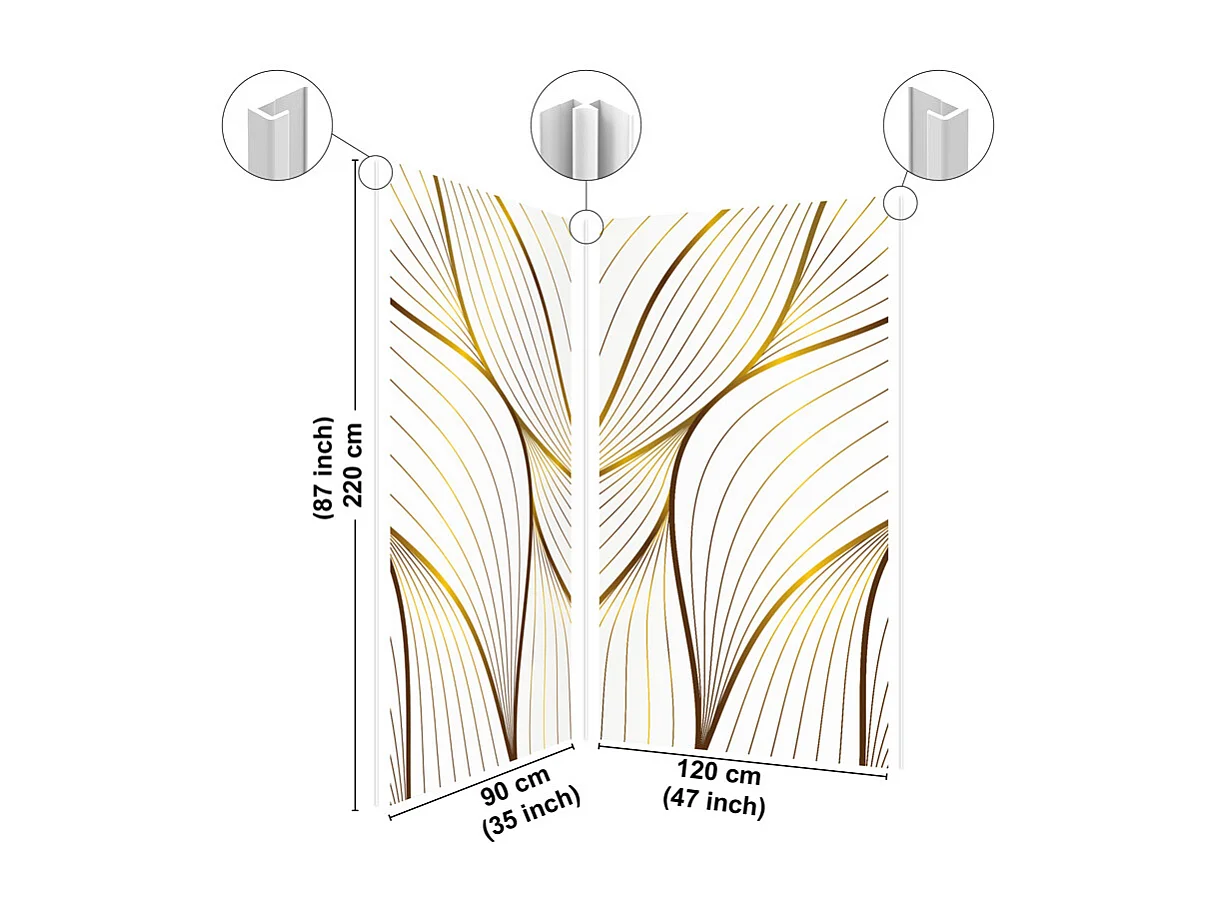 Lot de 2 panneaux de douche en aluminium (90x220 & 120x220 cm) + profilés blanc - Sotma - Blanc et doré