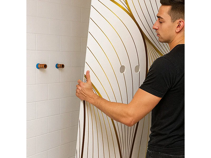 Lot de 2 panneaux de douche en aluminium (90x220 & 120x220 cm) + profilés blanc - Sotma - Blanc et doré