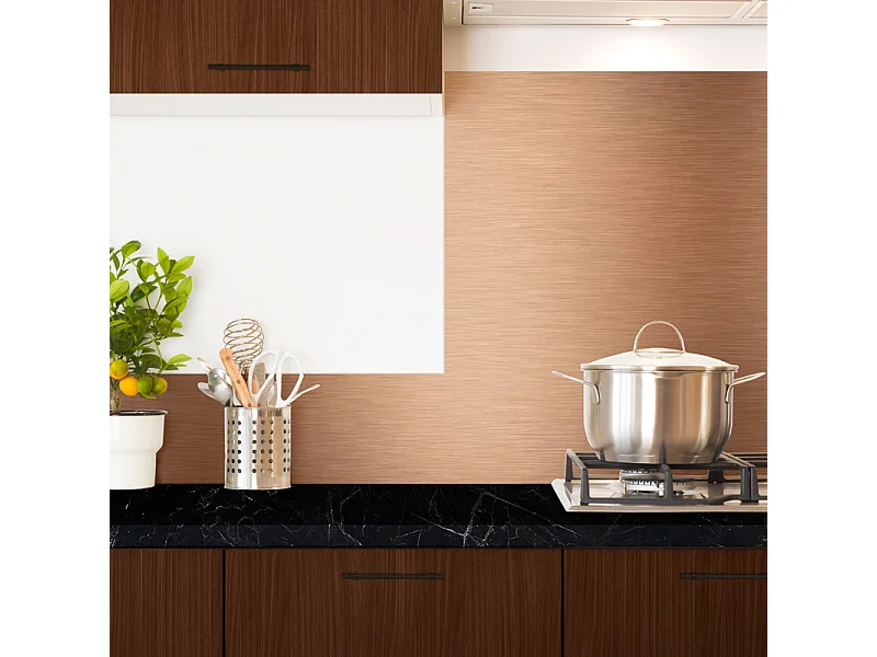 Fond de hotte en aluminium - effet industriel cuivre - 70x90 cm