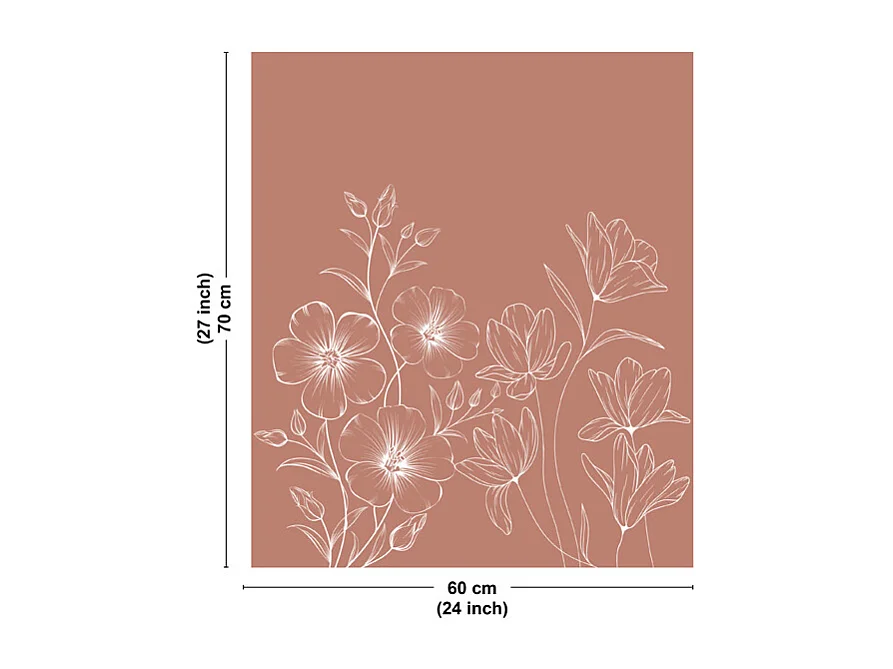 Fond de hotte en aluminium - motif floral terracotta et blanc - 70x60 cm