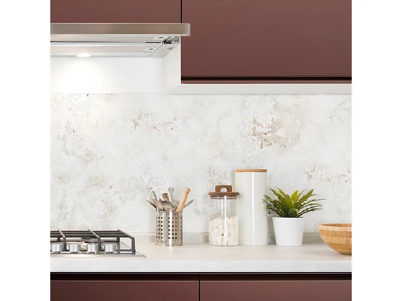 Crédence cuisine en aluminium - effet béton vieilli beige - 240x50 cm (en 2 bandeaux)