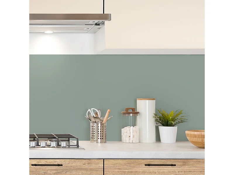 Crédence cuisine en aluminium - essentiel vert clair - 360x50 cm (en 3 bandeaux)