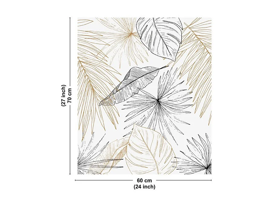 Fond de hotte en aluminium - motif floral noir et doré - 70x60 cm