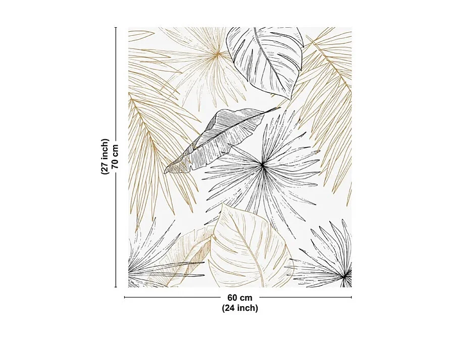 Fond de hotte en aluminium - motif floral noir et doré - 70x60 cm