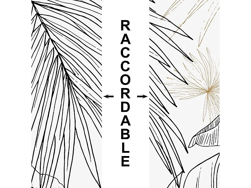 Fond de hotte en aluminium - motif floral noir et doré - 70x60 cm