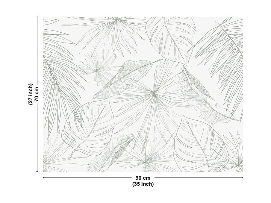 Fond de hotte en aluminium - motif floral vert - 70x90 cm