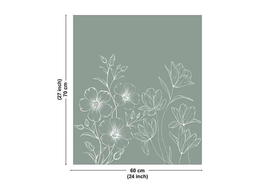 Fond de hotte en aluminium - motif floral vert et blanc - 70x60 cm