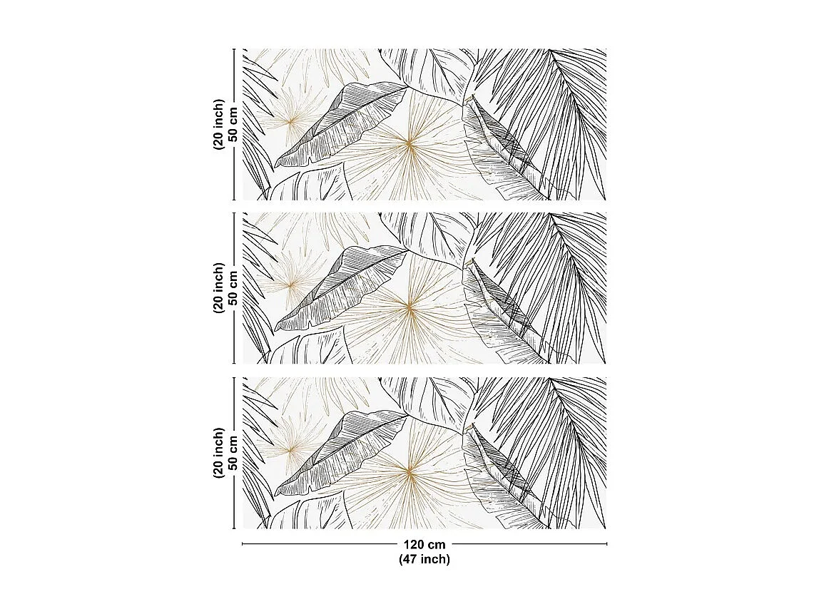 Crédence cuisine en aluminium - floral noir et doré - 360x50 cm (en 3 bandeaux)