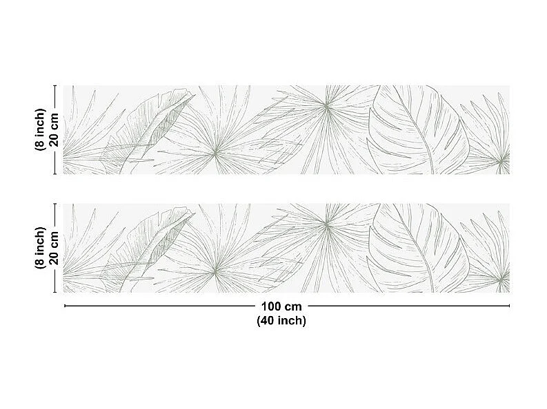 Crédence cuisine en aluminium - floral vert - 200x20 cm (en 2 bandeaux)