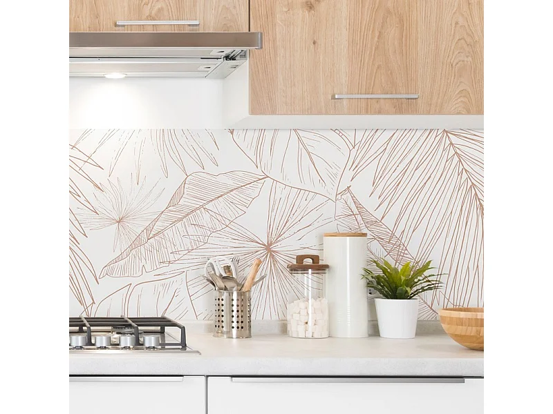 Crédence cuisine en aluminium - floral terracotta - 360x50 cm (en 3 bandeaux)