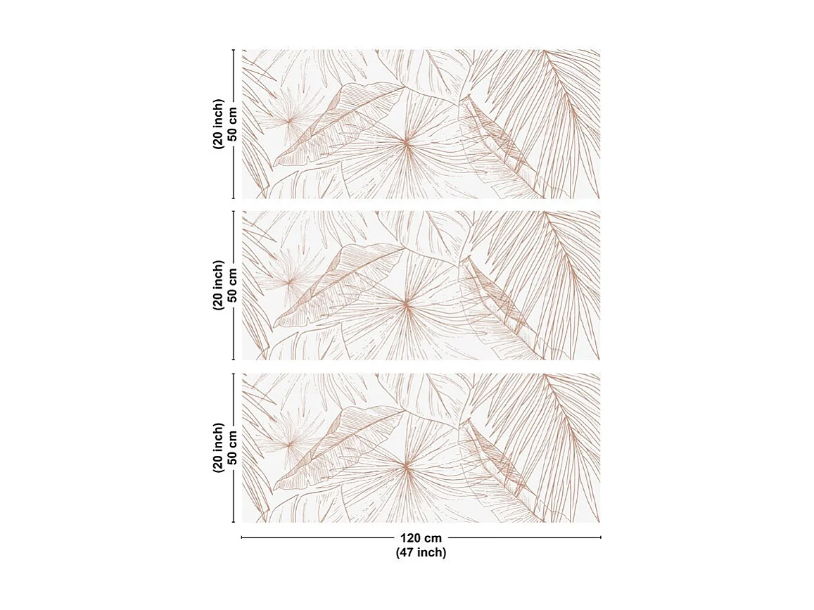 Crédence cuisine en aluminium - floral terracotta - 360x50 cm (en 3 bandeaux)