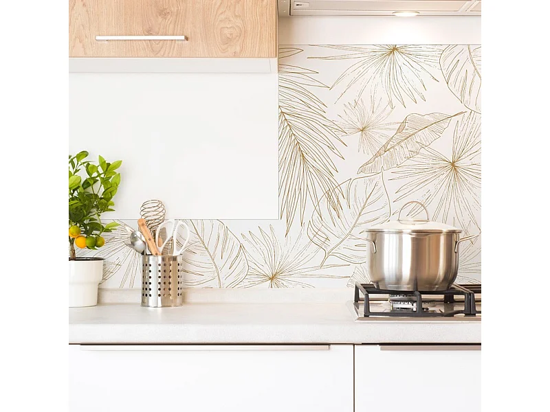 Fond de hotte en aluminium - motif floral caramel - 70x90 cm