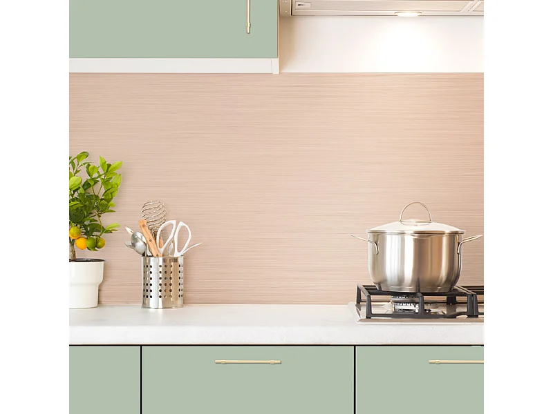 Crédence cuisine en aluminium - effet industriel rose - 240x50 cm (en 2 bandeaux)