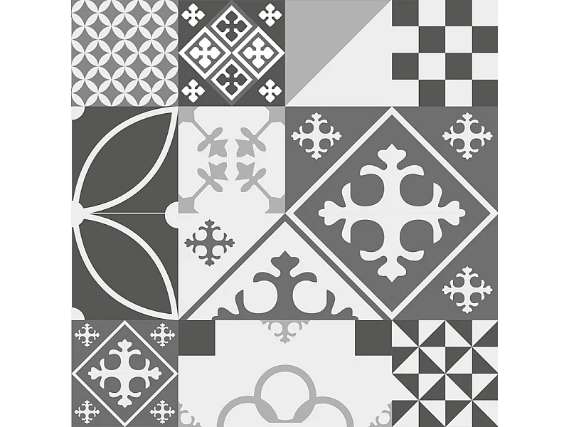 Crédence cuisine en aluminium - effet carreaux de ciment gris - 300x20 cm (en 3 bandeaux)