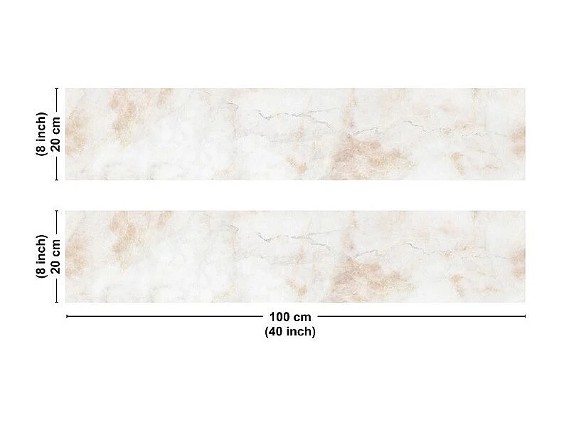 Crédence cuisine en aluminium - effet marbre beige - 200x20 cm (en 2 bandeaux)