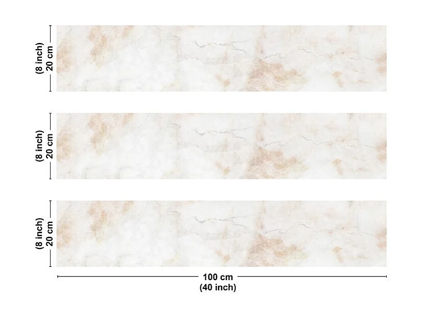 Crédence cuisine en aluminium - effet marbre beige - 300x20 cm (en 3 bandeaux)