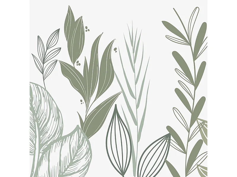 Crédence cuisine en aluminium - floral vert sauge - 300x20 cm (en 3 bandeaux)