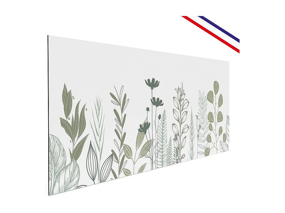 Crédence cuisine en aluminium - floral vert sauge - 300x20 cm (en 3 bandeaux)