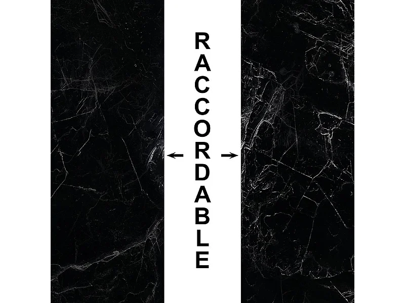 Fond de hotte en aluminium - effet marbre noir - 70x60 cm