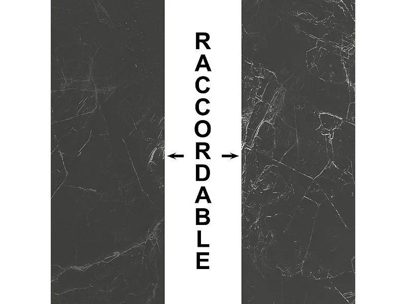 Fond de hotte en aluminium - effet marbre gris - 70x60 cm