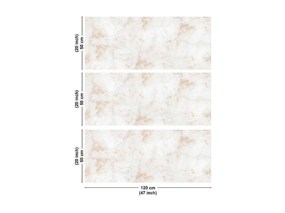 Crédence cuisine en aluminium - effet marbre brun - 360x50 cm (en 3 bandeaux)