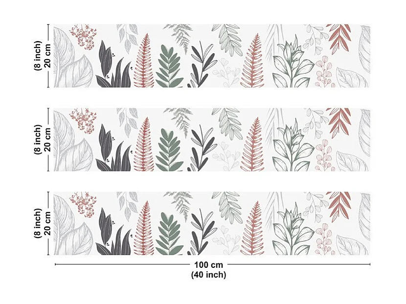 Crédence cuisine en aluminium - floral bleu profond et vert - 300x20 cm (en 3 bandeaux)