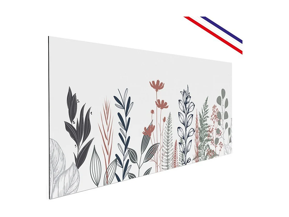 Crédence cuisine en aluminium - floral bleu profond et vert - 300x20 cm (en 3 bandeaux)
