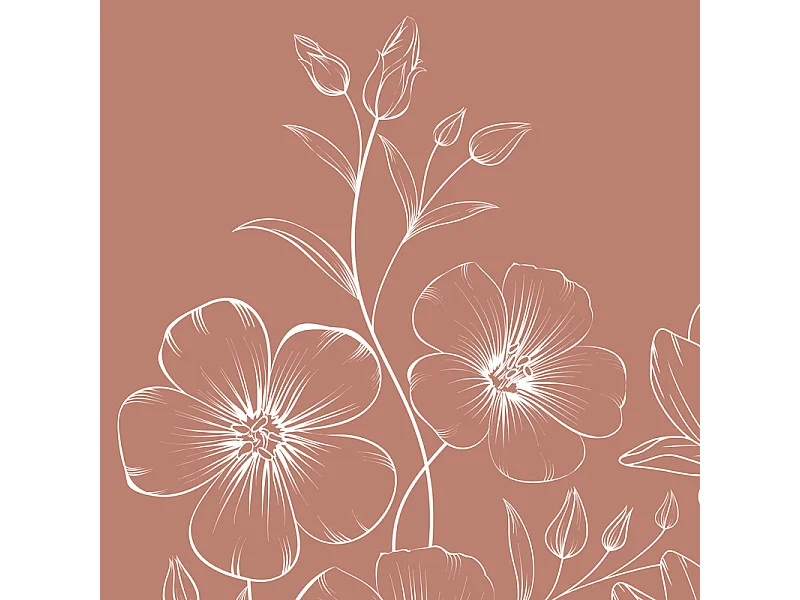 Crédence cuisine en aluminium - motif floral terracotta et blanc - 300x20 cm (en 3 bandeaux)