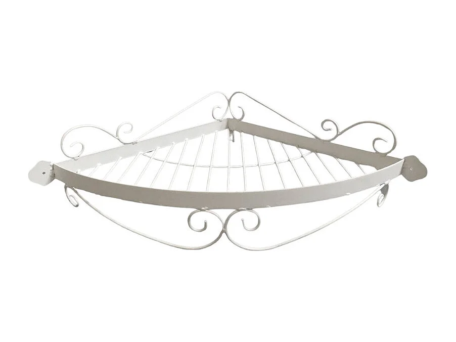 Etagère d'angle en fer forgé blanc 51 x 34 cm