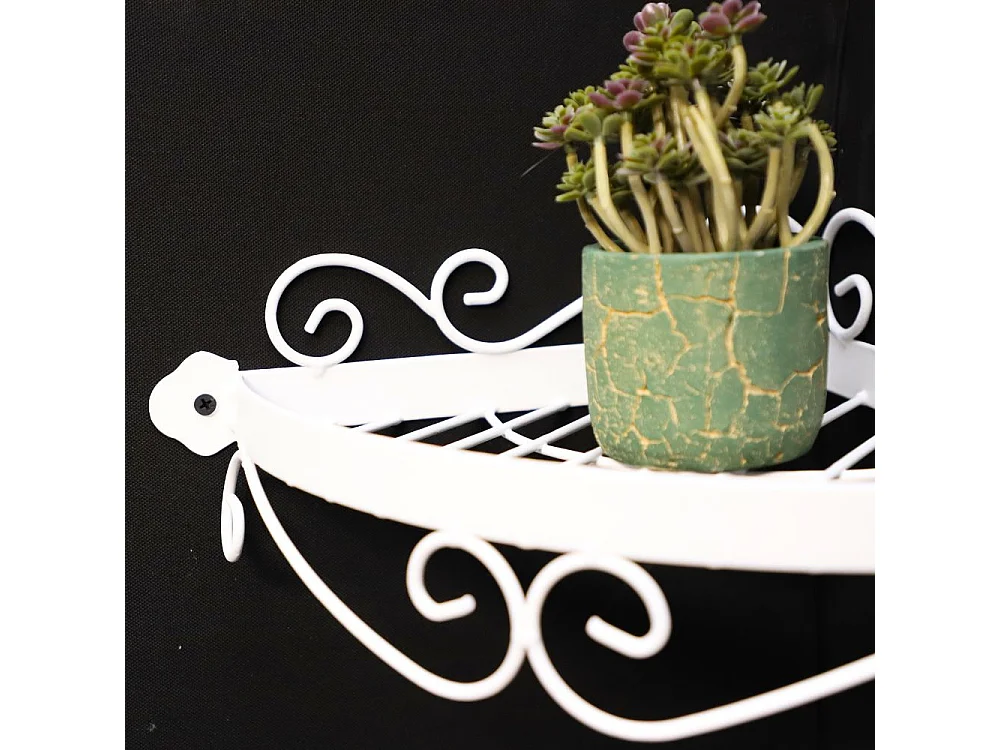 Etagère d'angle en fer forgé blanc 51 x 34 cm