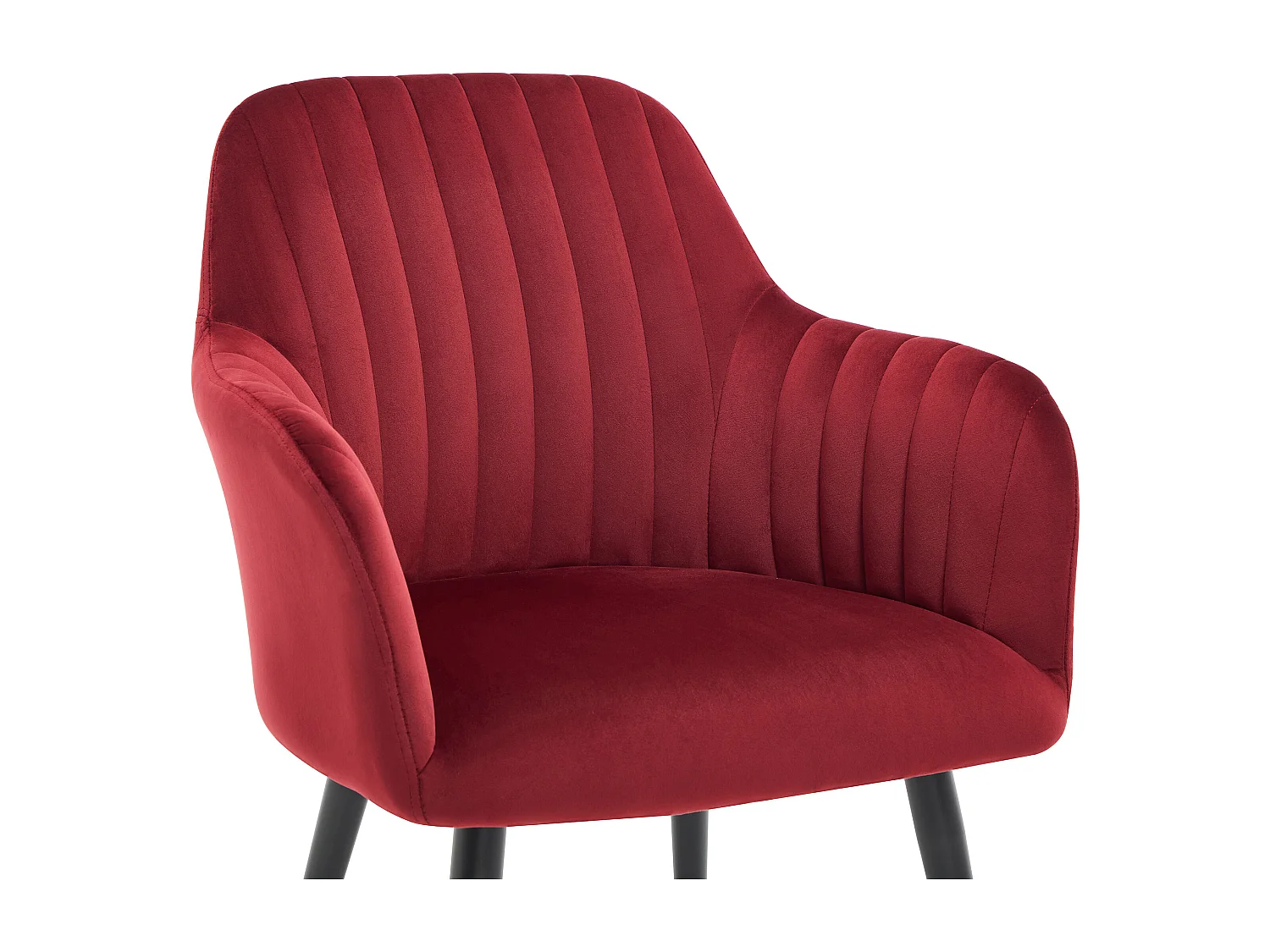 Lot de 6 chaises avec accoudoirs en velours et métal noir - Bordeaux - ELEANA