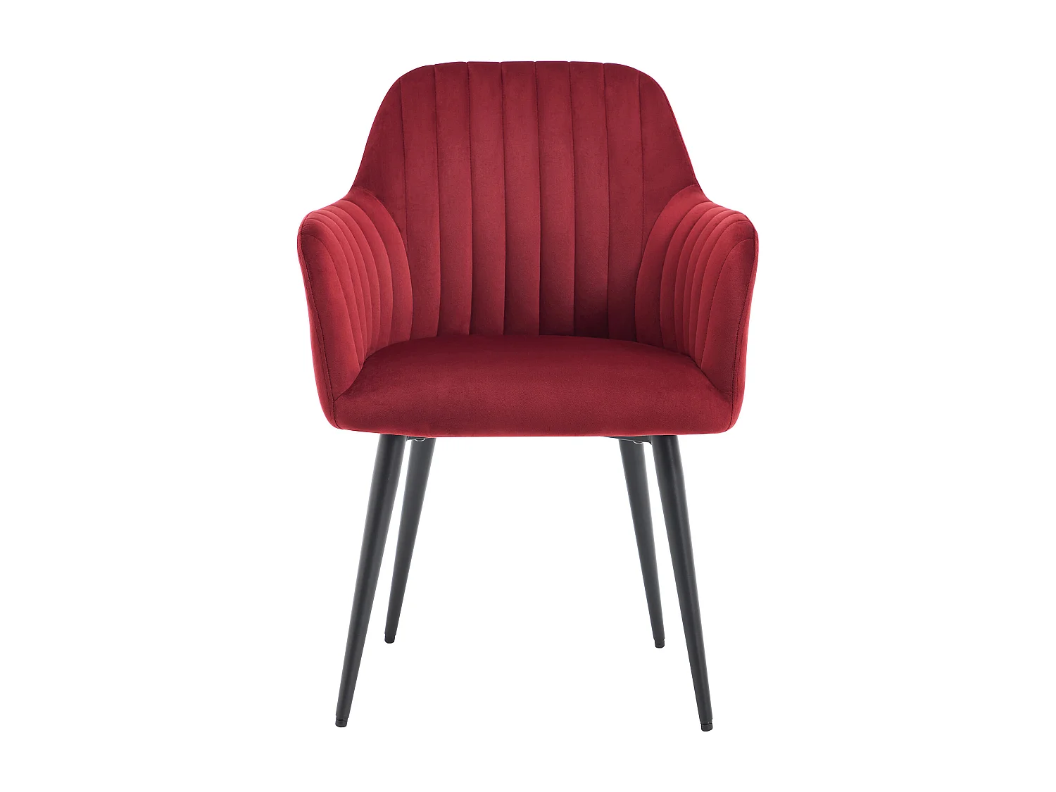 Lot de 6 chaises avec accoudoirs en velours et métal noir - Bordeaux - ELEANA