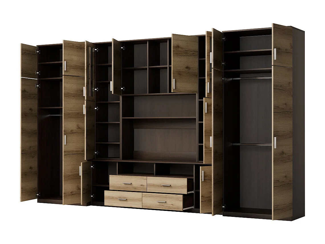 Parete attrezzata con grandi armadi e pensili SAWA – Direttamente dal produttore EMEBLAST