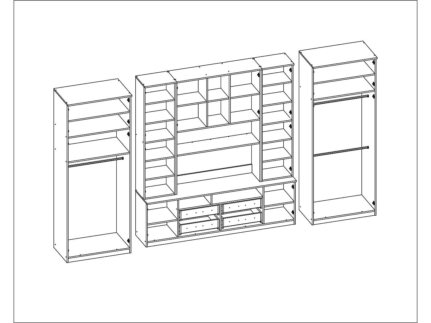 Meuble de séjour complet avec grandes armoires et rangements hauts SAWA – Direct fabricant EMEBLAST