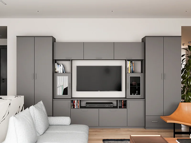 Parete attrezzata con grandi armadi e pensili – Direttamente dal produttore EMEBLAST